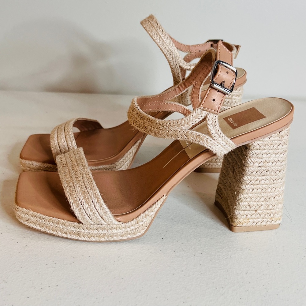 Dolce Vita Arnela Heels Dune Multi Woven High Chunky Block Heel Womens Size 10 - Picture 5 of 11